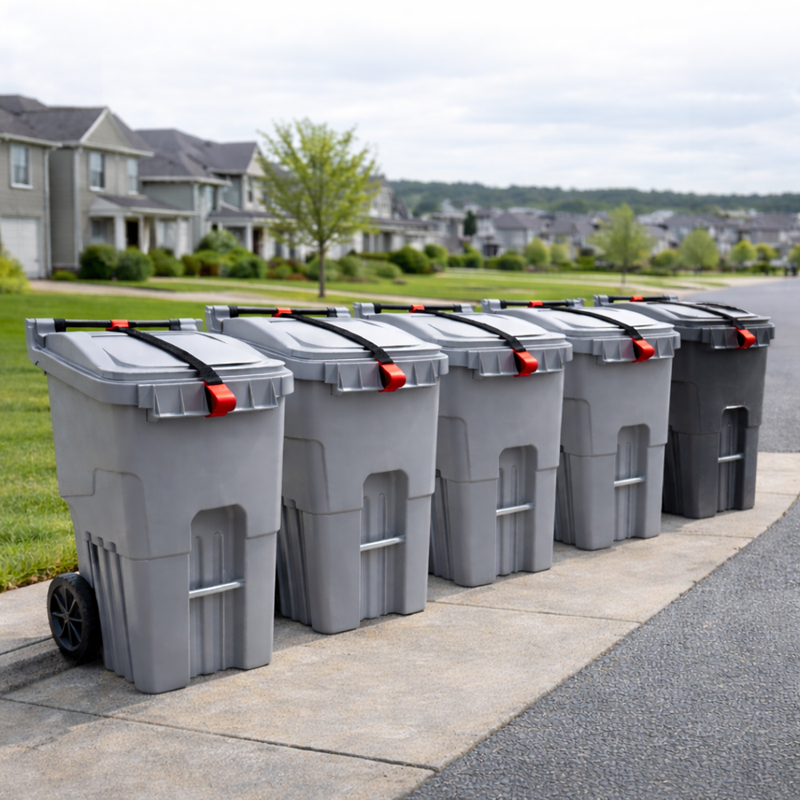 Imagine a driveway free of scattered debris and bins that stay upright in high winds. Stop worrying about midnight scavengers or cleaning up other people's trash.