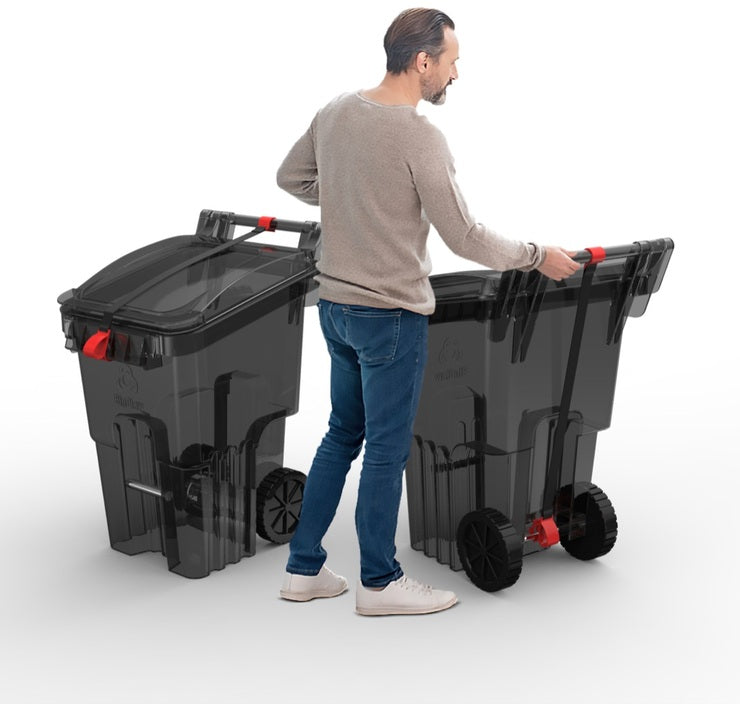 Convenient stowing for garbage bin pick up day 