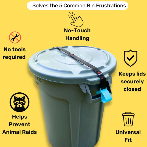 SideArm – Trash Can Lock for Round Bins (Side Handle Garbage Cans, No Hinges)