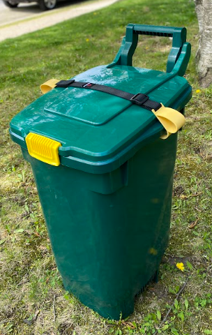 SideArm Nano: Animal Proof Garbage Can Lock. For Smaller Bins